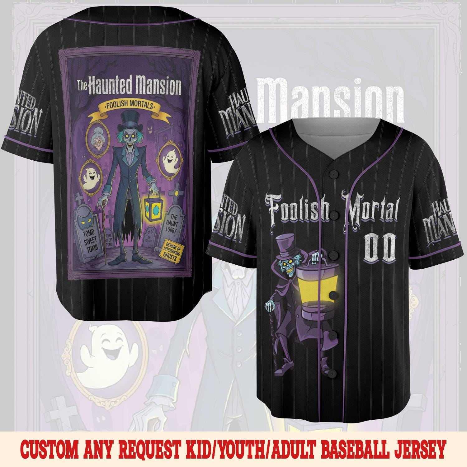 Discover Halloween Haunted Mansion Baseball Jersey, Hitchhiking Ghosts Shirt
