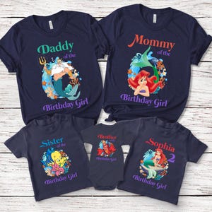 Disney The Little Mermaid Birhtday Matching Shirt, Ariel Flounder Sebastian Ursula King Triton, Disneyland Family Matching Shirt S-14042311