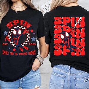 2-sided Spidey and His Amazing Friends Shirt, Ghost Spider Spin Matching Tee, Disney MCU Comic Tee, Disneyland Family Trip Gifts UNY203-3