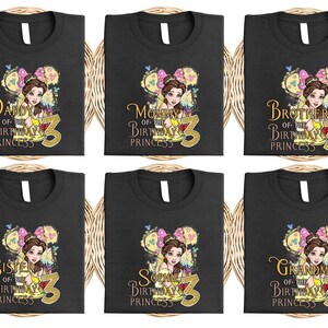 Princess Belle Birthday Shirt, Disney Custom Birthday Girl shirt, Beauty And Beast Birthday Shirts, Princess Belle Family Bday Party UNX503