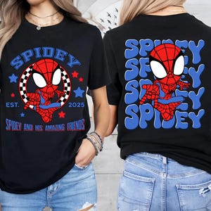 2-sided Spidey and His Amazing Friends Shirt, Ghost Spider Spin Matching Tee, Disney MCU Comic Tee, Disneyland Family Trip Gifts UNY203-2