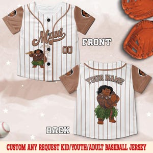 Custom Disney Moana Maui Baseball Jersey, Custom Name Disney Maui Jersey, Disney Moana  Baseball Jersey Outfits, Disney Fans OHS103