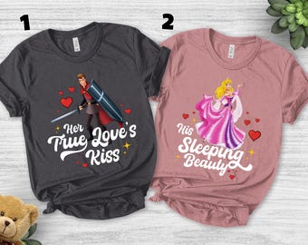 Sleeping Beauty Couple Shirt, Princess Aurora Prince Philip Shirt, Valentine&#39;s Day Shirt, His And Her Matching Shirts SK4K19