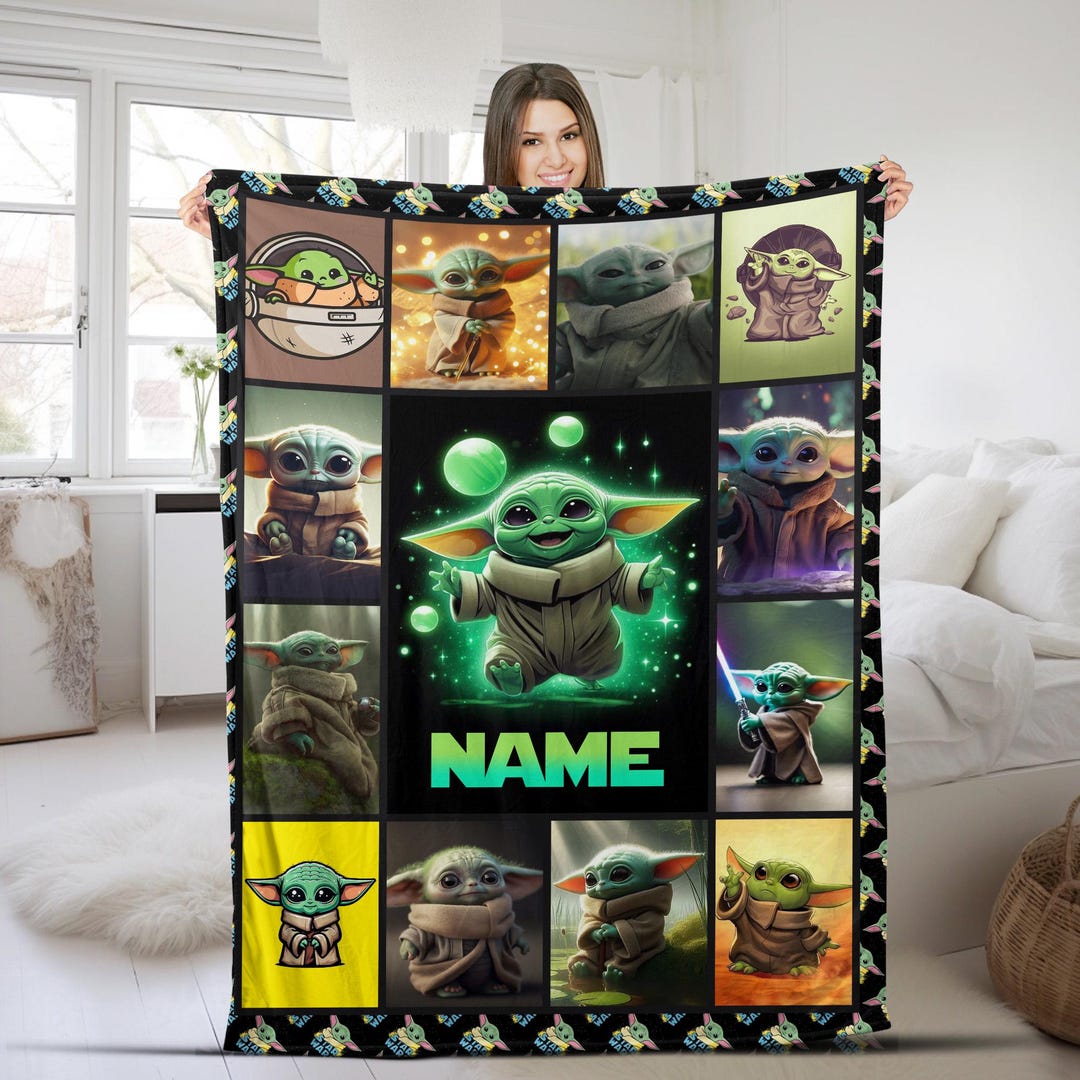 Personalized Baby Yoda Grogu Blanket, Baby Yoda Starwars Fleece Blanket ...