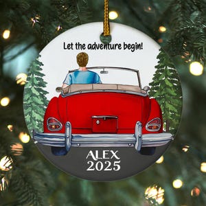 Personalized New Driver Christmas Ornament, Boy Girl Female Car Driving Convertible License Owner Driver&#39;s License Plate Custom Gift UN2G19