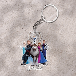 Elsa Frozen Christmas keychain, Princess Elsa&Anna keychain, sisters Christmas keychain, Personalized Christmas Friendship keychain UMAN04-3