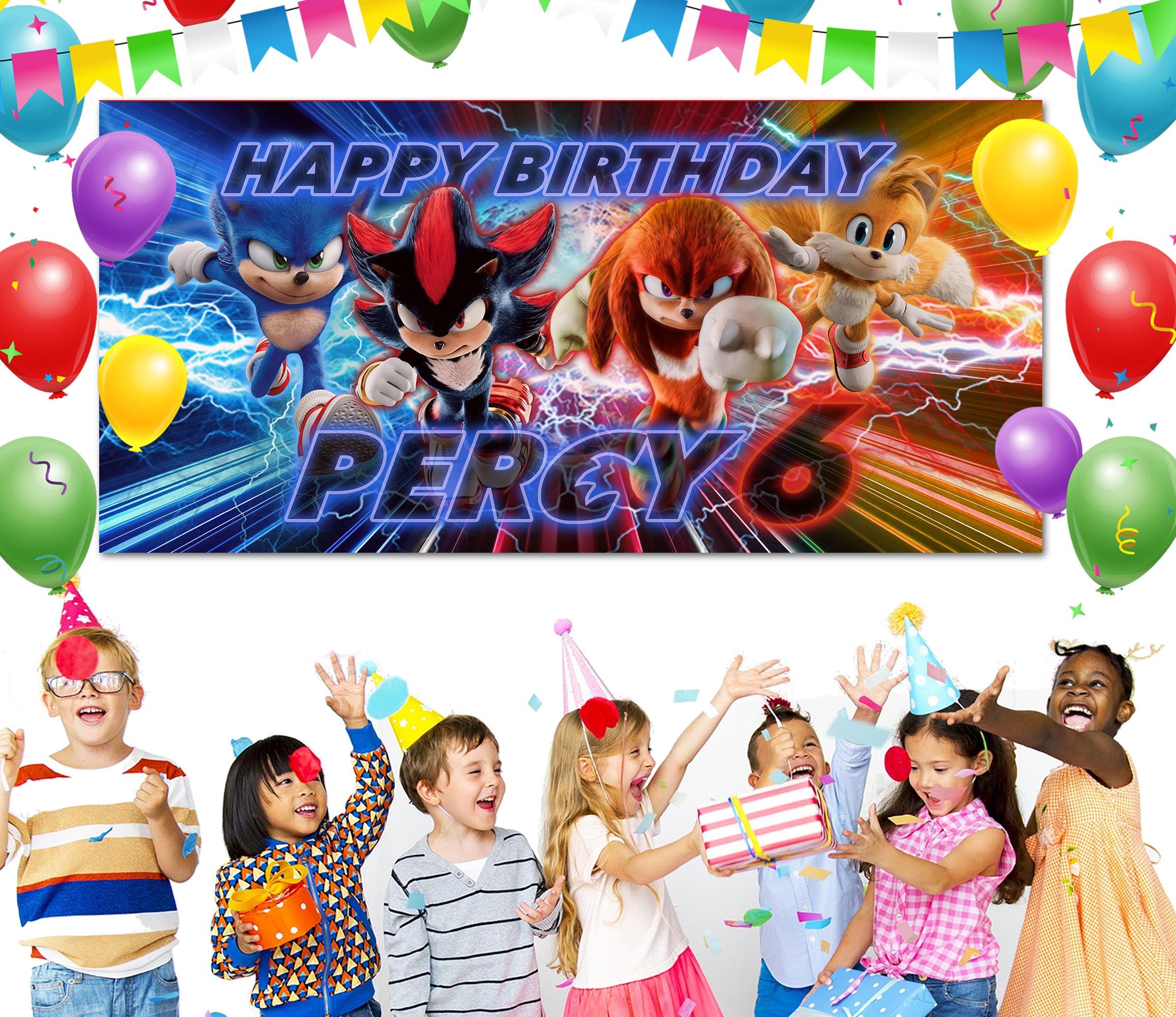 Sonic Geburtstagsdekoration Set – 6 Folienballons & Happy Birthday Banner Für Igel-Themenparty