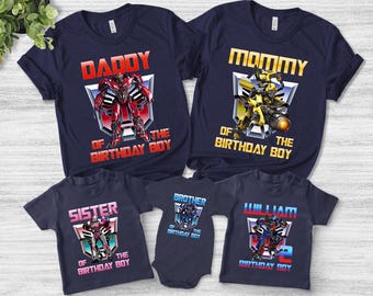 Transformers Birthday Family Matching Shirt, Transformers Rescue Bots Personalized Shirt, Custom Name and Age Birthday Shirt SKTS17