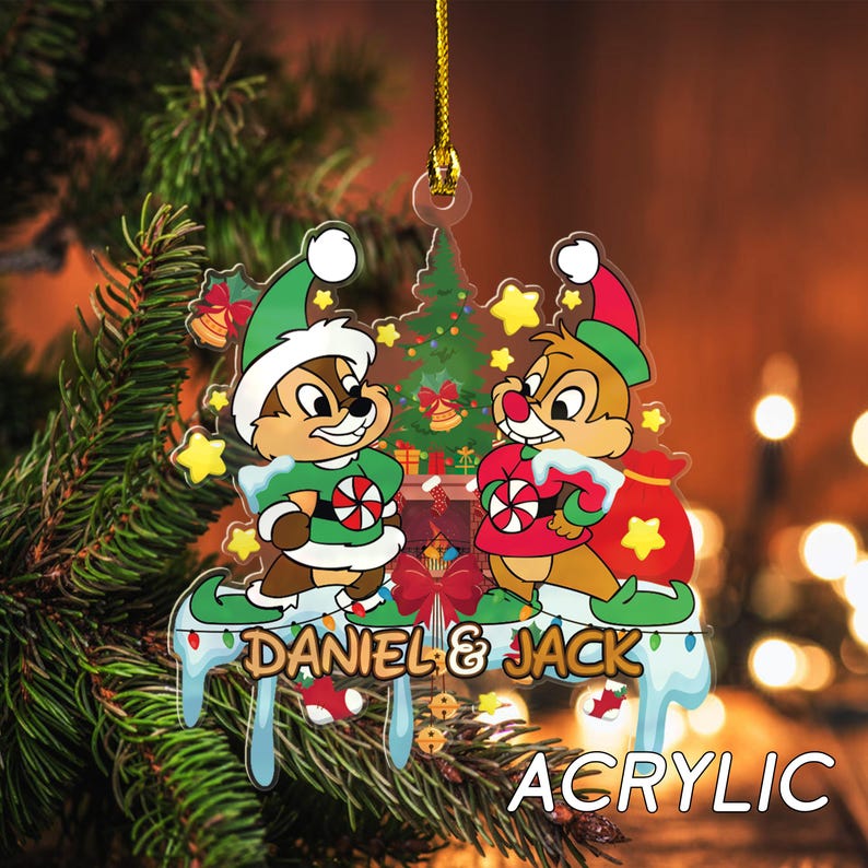 Personalized Chip and Dale Christmas Ornament/chip N Dale Ornament/chip