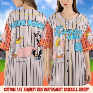 Custom Disney Dumbo Baseball Jersey, Disney Baseball Jersey Sports Team, Cute Birthday Gifts For Fans, Elephant Disneyland Family OHR303