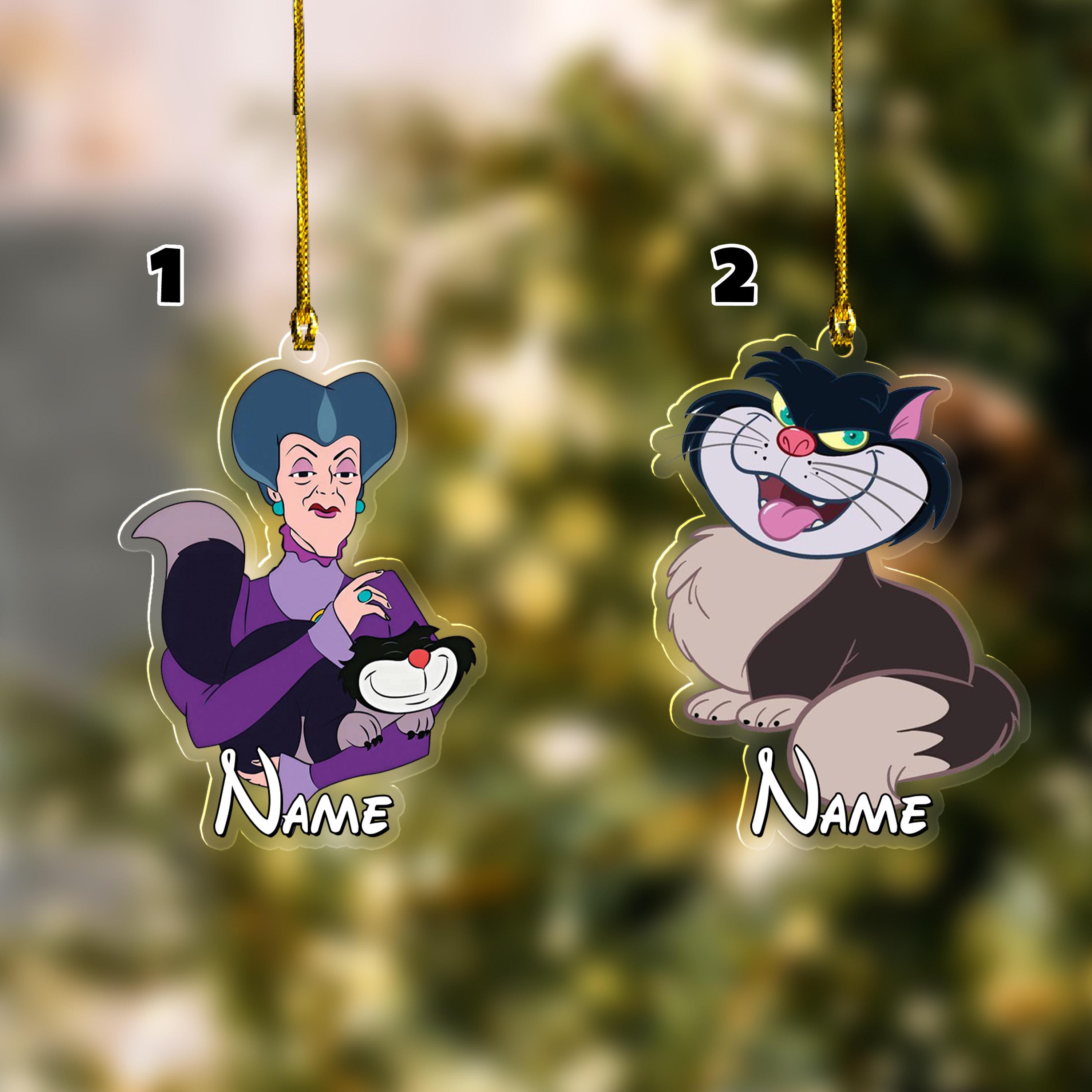 Discover Lady Tremaine & Lucifer Cat Christmas Acrylic Ornament