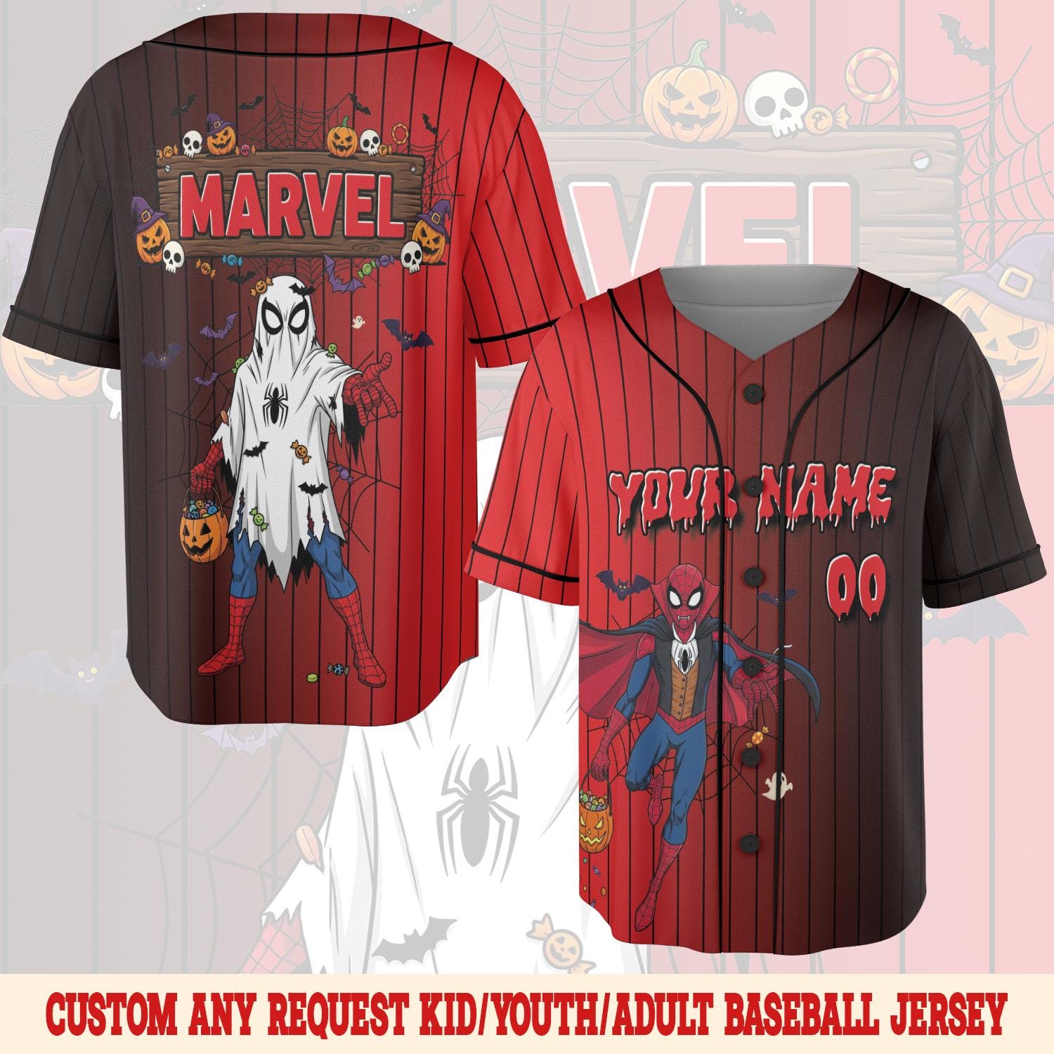 Discover Retro Marvel Halloween Baseball Jersey, Avengers Superhero Halloween Jersey