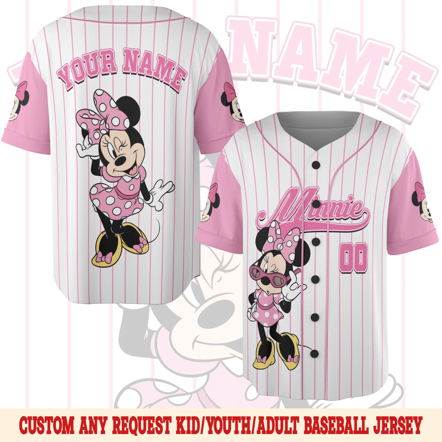 Discover Personalized Minnie Mouse Collection Baseball Jersey