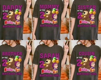 Personalized Masha and Bear Birthday Shirt, Custom Masha Cartoon