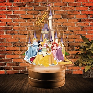 Personalised Disney Princess Night Light,Princess Night Light,Custom Name Night light,birthday gift,Wooden light UHARQ31