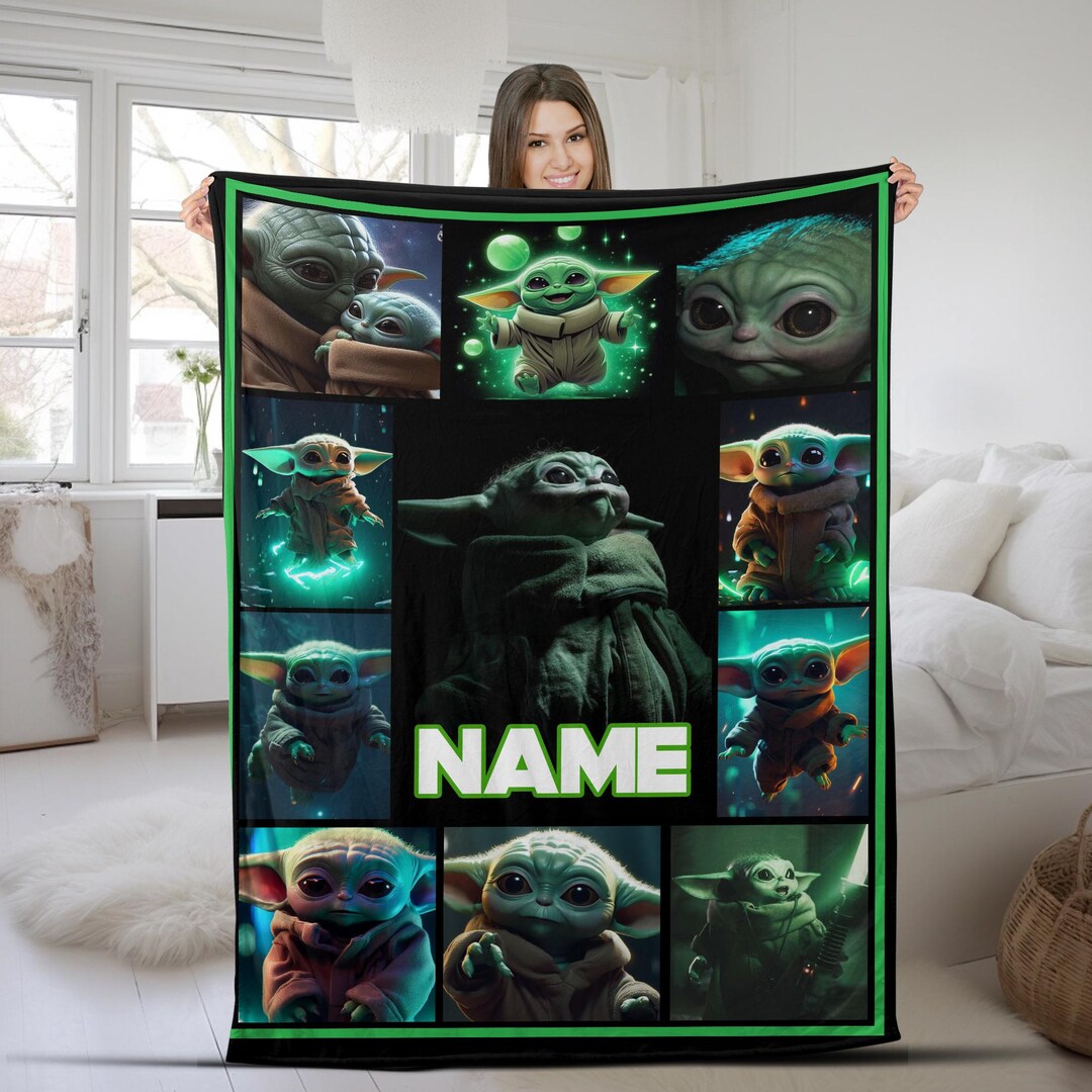 Personalized Baby Yoda Grogu Blanket/baby Yoda Starwars Fleece Blanket ...