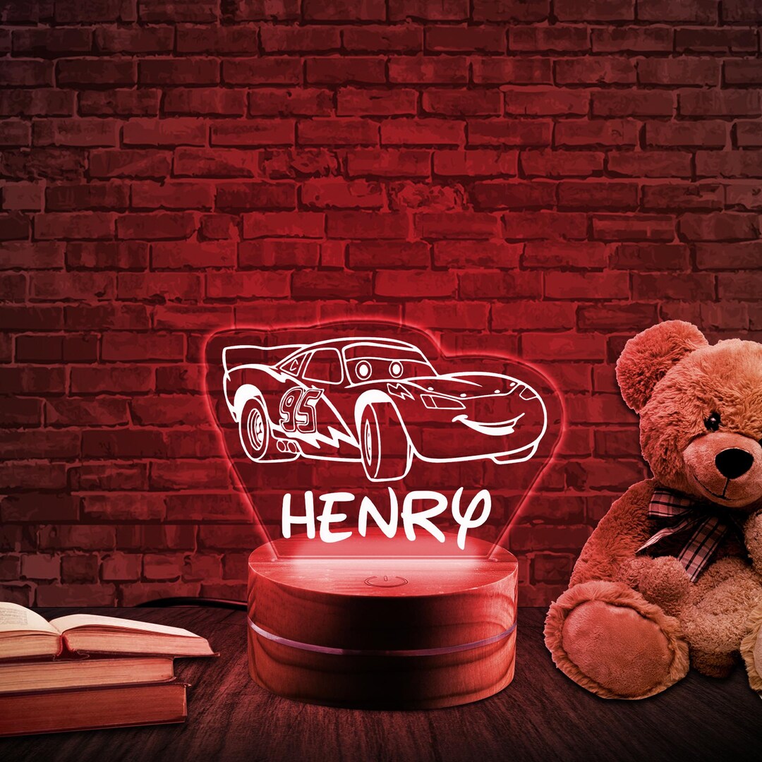 Personalised LIGHTNING MCQUEEN Disney Cars 3D Night Light Gift for Kids ...