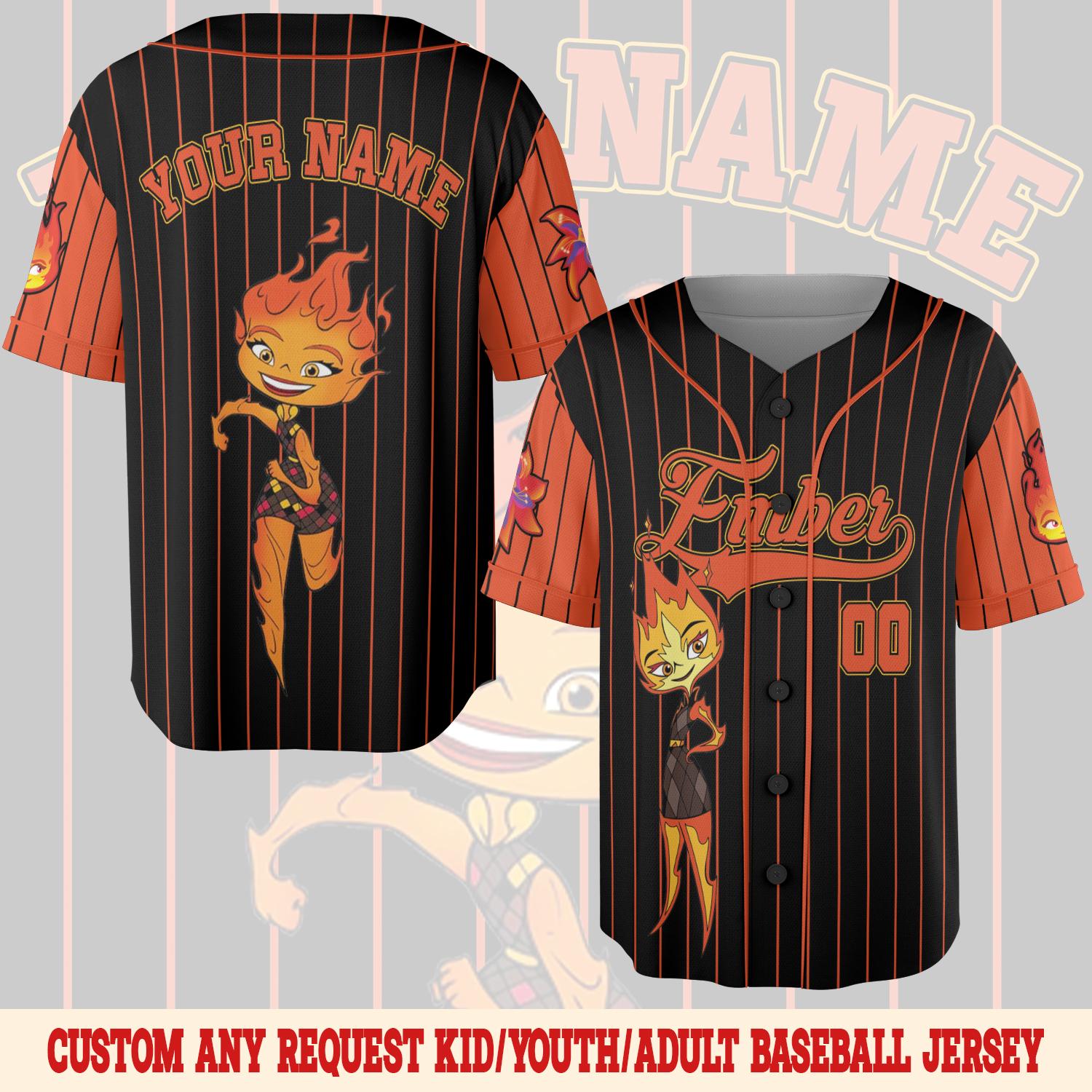 Discover Ember Wade Elemental Baseball Jersey, Personalized Disney Shirt