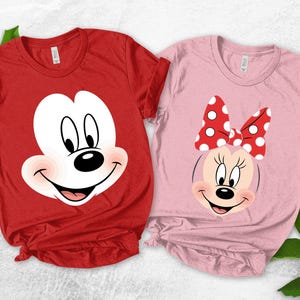 Custom Minnie Mouse and Mickey Mouse Big Face Shirts, Mickey and Friends T-shirt, Couple Matching Shirts, Disney Couple Tees AXGZ11