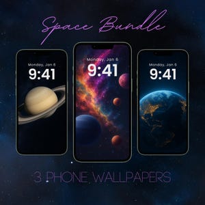 Space Bundle Aesthetic Wallpapers for iPhone and Android Phones Home, Lockscreen, Walls, Home Screen iOS Themes Mobile Wallpapers