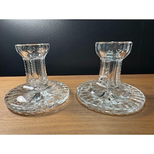 Waterford Crystal Laurel Candlestick Holders Pair Vintage