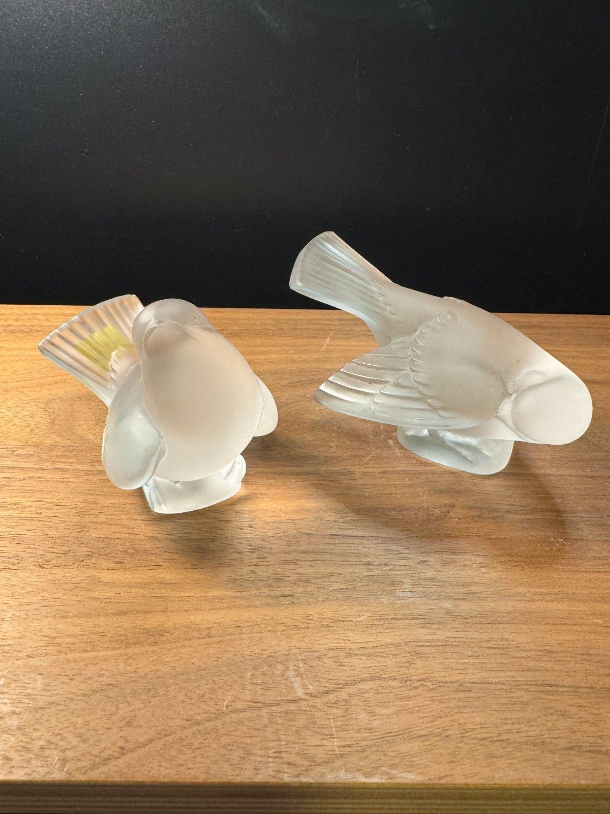 OLD LALIQUE フロストクリスタル女性像と白鳥 Signed LALIQUE
