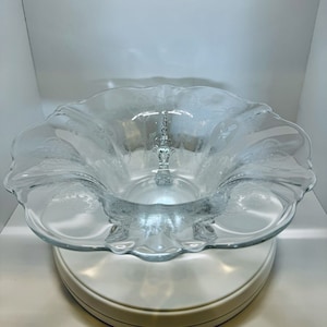 Fostoria Victorian Lady Acid Etched Glass Serving Bowl - 3 Footed Elegant and Antique