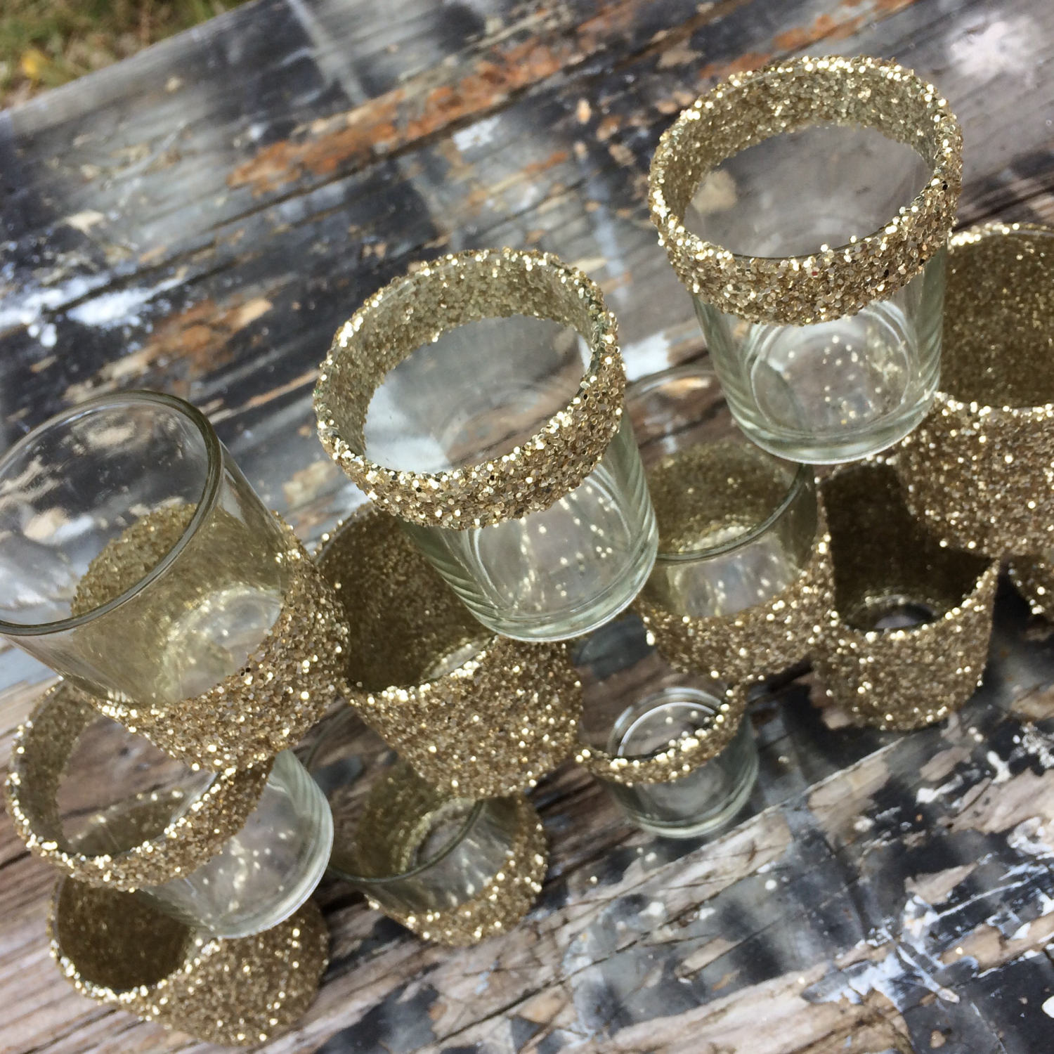 Champagne glitter Votive Candle Holders Wedding Party Favors Etsy