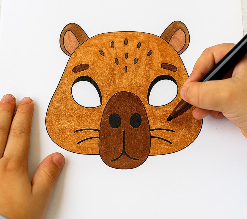 Printable Capybara Mask to Color - Etsy