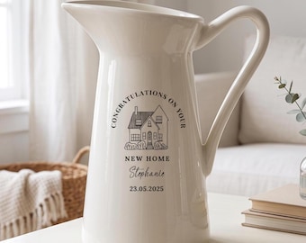 Personalized Ceramic Vase: Housewarming Gift for New Home , cusom planter pitcher