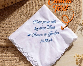 Mouchoir de mariage brodé personnalisé, cadeau pour la mère de la mariée ou du marié