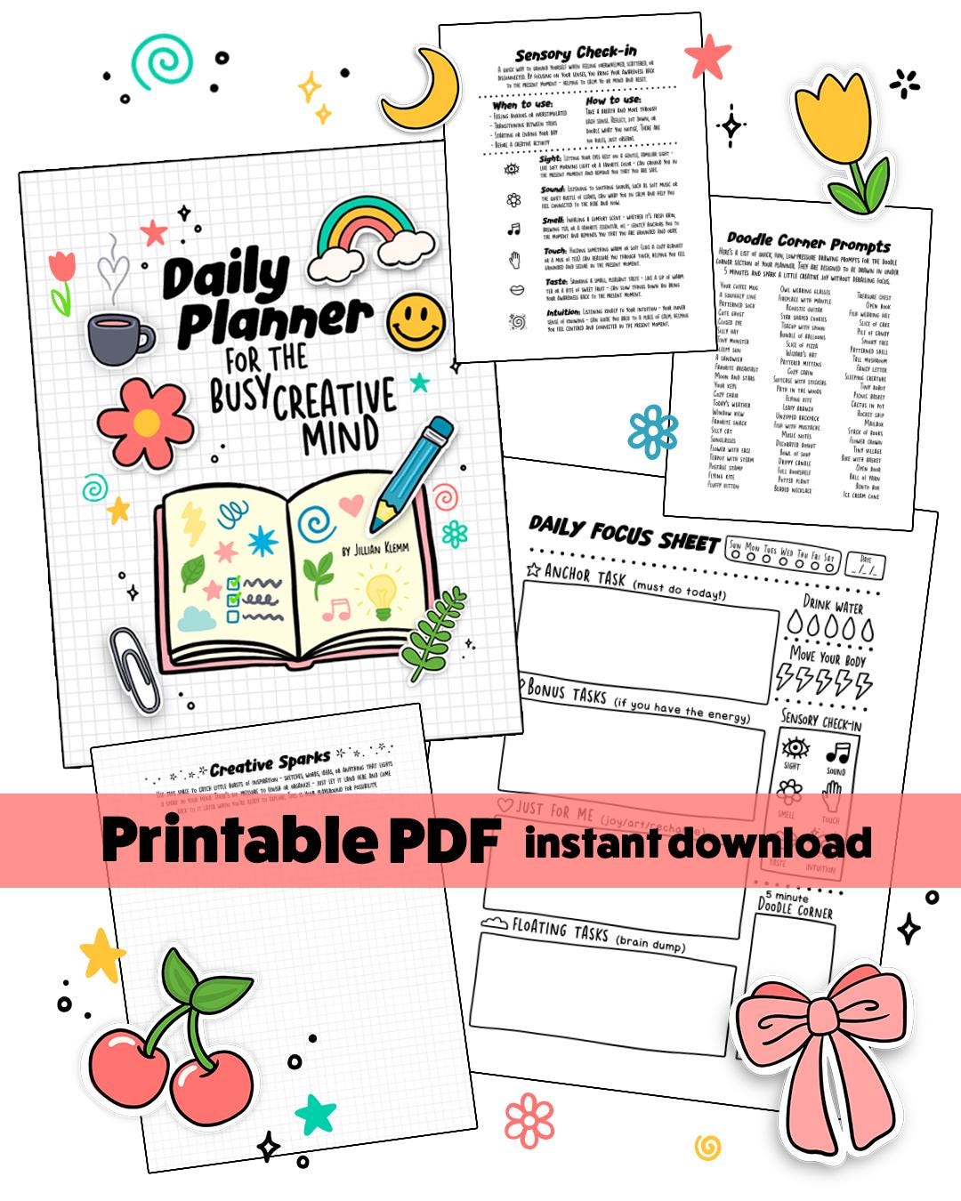 PRINTABLE Daily Planner for the Busy Creative Mind PDF, To-do, Instant ...