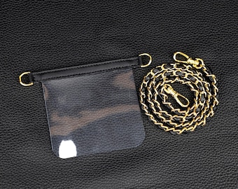 Black Crossbody Wallet with Coco Mark Chain strp,Customized the size fit your wallet,insert with crossbody chain strap