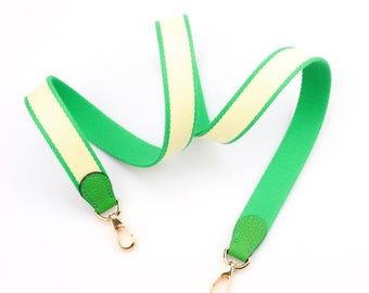 Bi-Color Canvas Bag Strap: 25mm Clemence Calfskin Leather