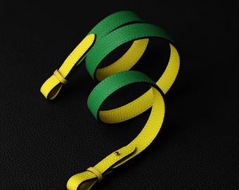 Bandoulière en cuir Togo bicolore : bandoulière personnalisable