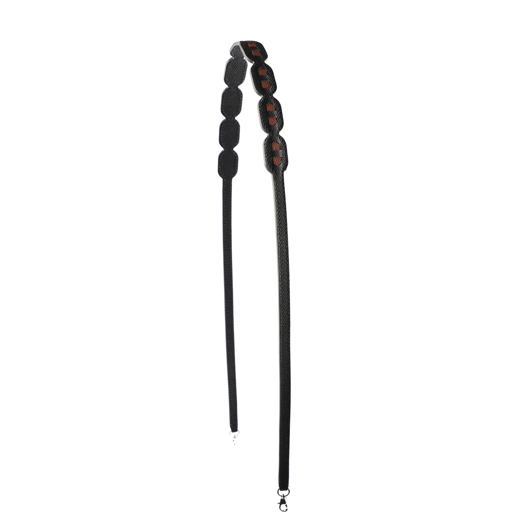 Petits Maillons bag strap,Bag strap in Epsom calfskin with leather braiding, small snap hook