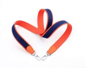 Bi-Color Canvas Bag Strap: 25mm, Calfskin Leather Accents