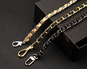 Leather & Metal Purse Chain Strap: 10mm Wide Replacement