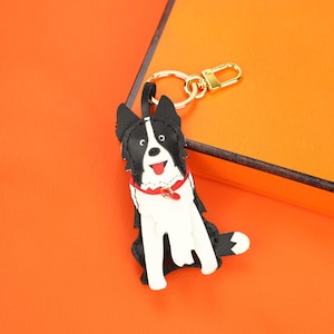 Handmade Leather Dog Charm: Designer-Inspired Purse Keychain