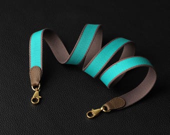 Bi-Color Canvas Bag Strap: 25mm Clemence Calfskin