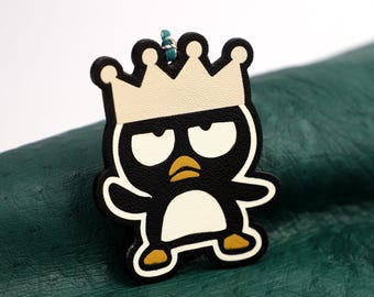 Llavero de piel de cabra hecho a mano: Llavero de pingüino de dibujos animados