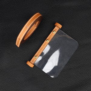 Convertible Crossbody Strap for Wallet | Transparent Insert & Epsom Leather Shoulder Strap | Adjustable Length