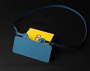 Bleu Agate Epsom insert with shoulder strap for Kelly long wallet and fit in Constance Long wallet,Design Change wallet to shoulder strap