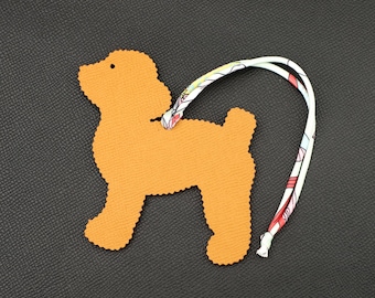 Pingente de couro artesanal em formato de poodle para bolsa: Epsom & Togo Leathers