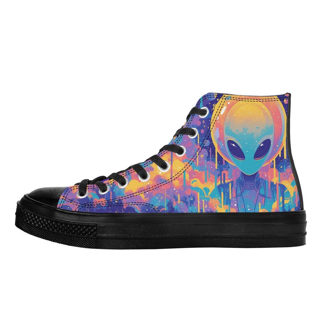 Cosmic Meltdown High Top Sneakers: Alien Canvas Shoes - Etsy