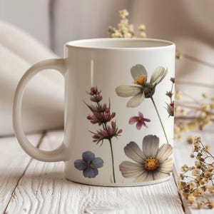 Wildflowers Ceramic Coffee Mug: Vintage Boho Floral Tea Cup