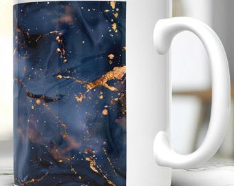 Blue Marble Coffee Mug, 11 oz Ceramic, Drinkware