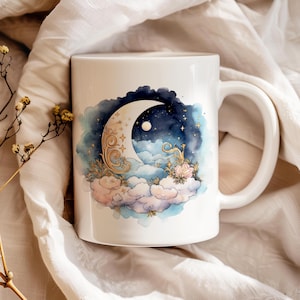 Mok maan en sterren: celestial keramische koffiekop, dromer cadeau