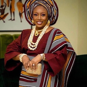 Aso Oke Iro och Buba Set | Yoruba Traditional Wedding Outfit, Ipele och gele