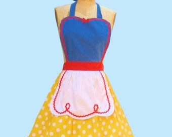 SNOW WHITE apron, Snow White costume apron, Snow White running costume, retro apron, womens apron, gift for her